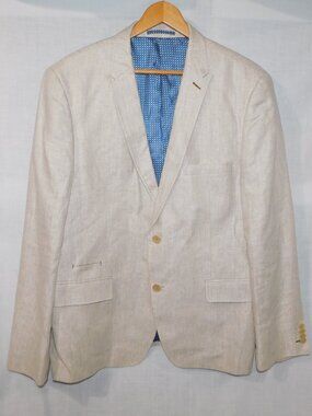 Orvieto Mens 46R Beige Tan Linen Blazer Sports Coat Jacket